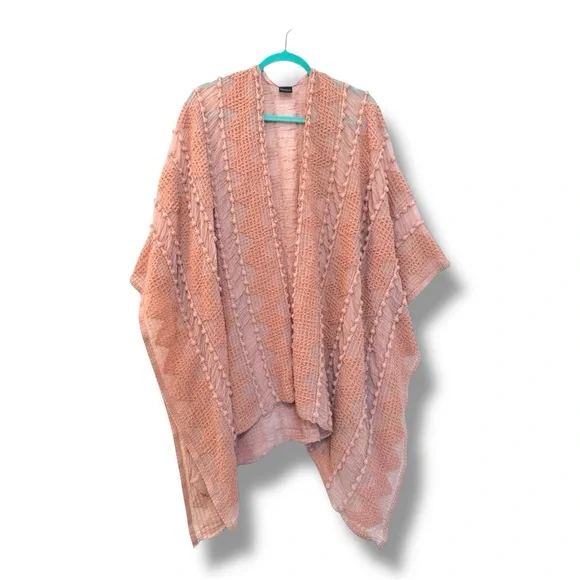 SAACHI Textured Knit Poncho Dusty Pink - Picture 2 of 5